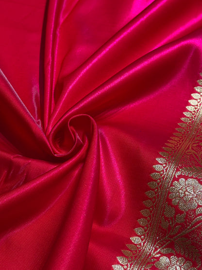 Satin Silk Saree Booti Motif in Reddish Pink Shades SS20