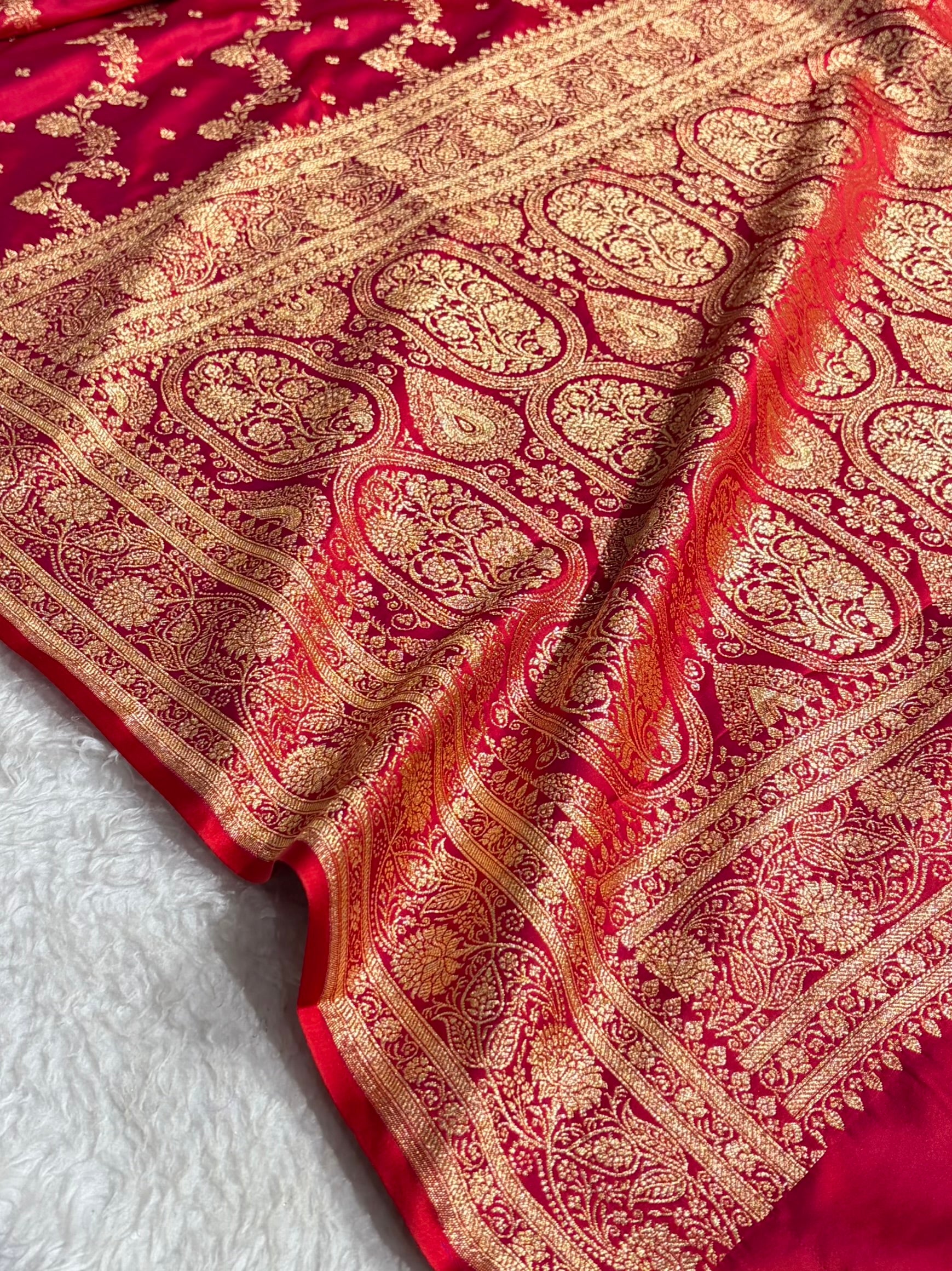 Banarasi Satin Katan Saree With Jaal Pattern in Cross Maroon Shades SK121