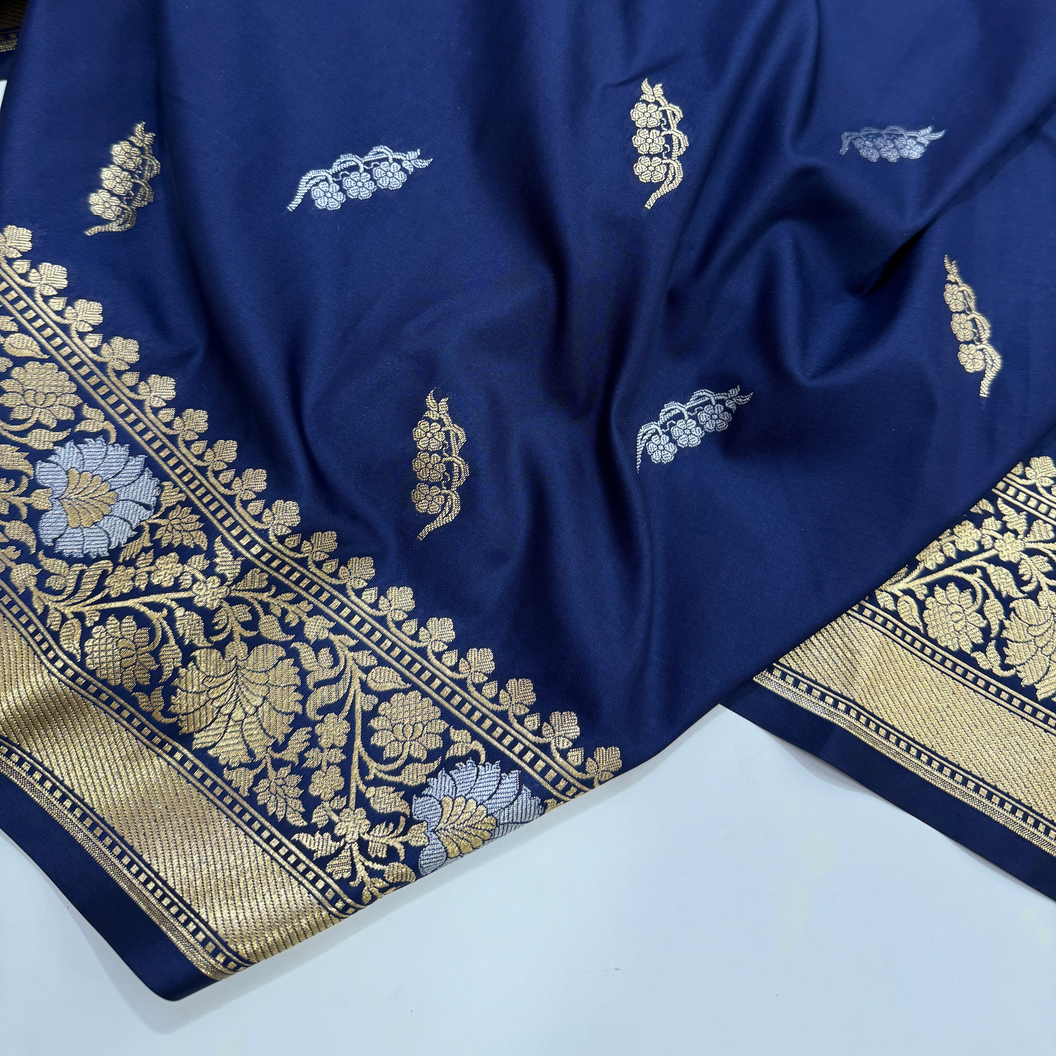 Navy sona Rupa Blended Katan Silk