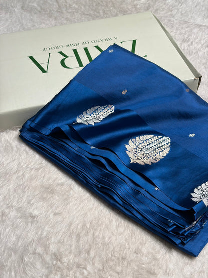 German blue Shades Handwoven Pure Katan Silk Paper Silk RM-69