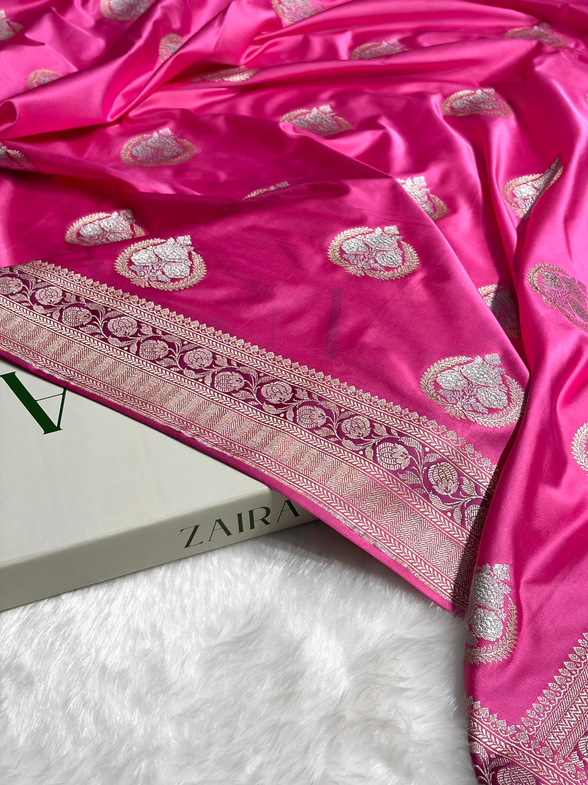 Blush Pink Minakari Boota Mashru Silk Saree MS35