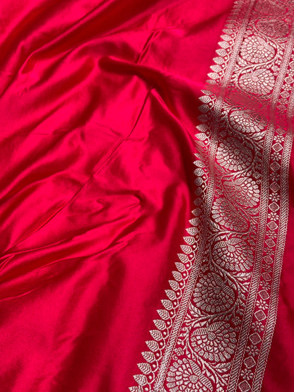 Ruby Pink Shades Jaal Pattern Mashru Silk Saree MS57