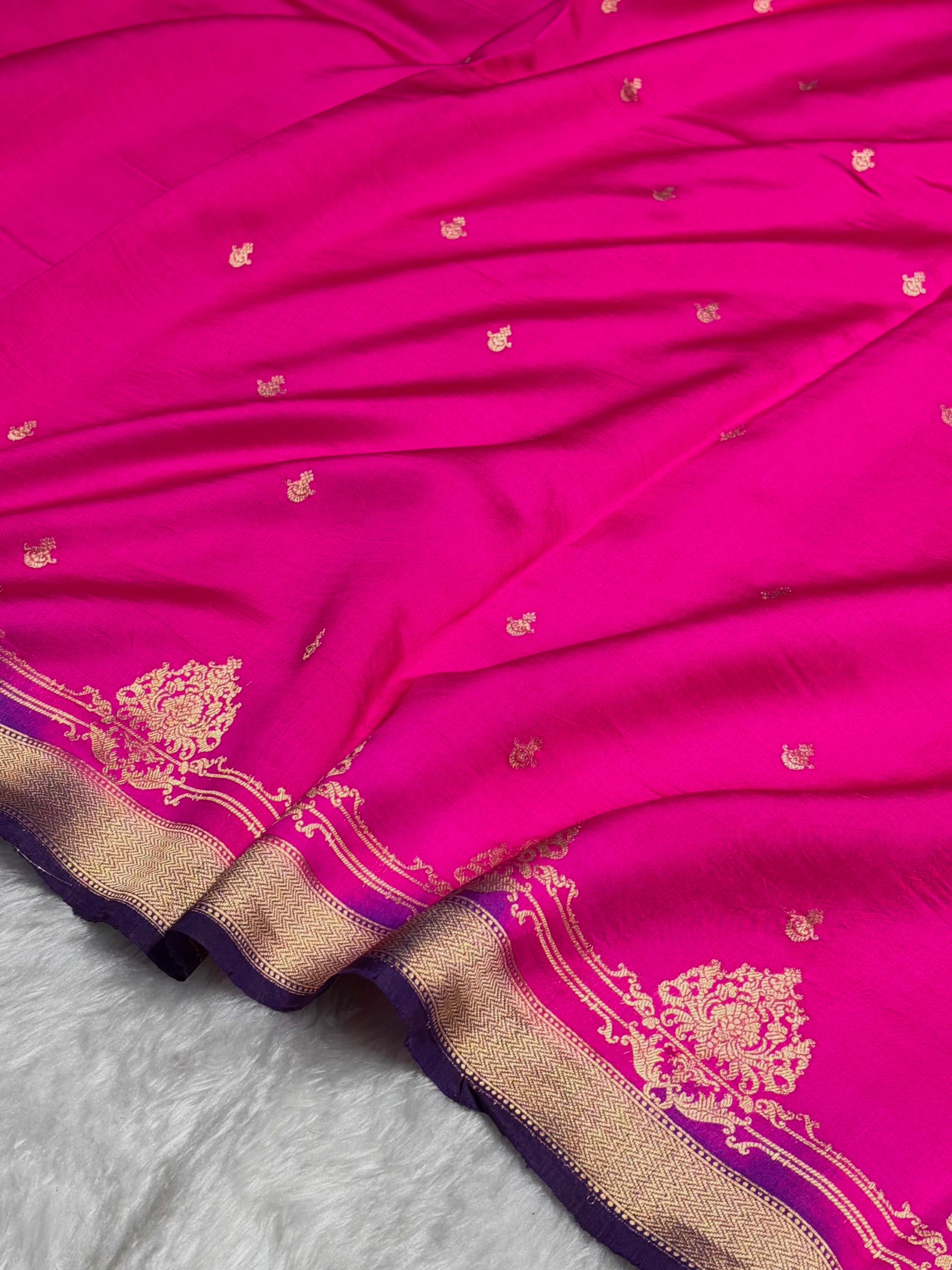 Dark Rani with Purple Shades Handwoven Pure Raw Mango Silk RM-59