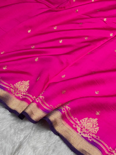 Dark Rani with Purple Shades Handwoven Pure Paper Silk RM-59