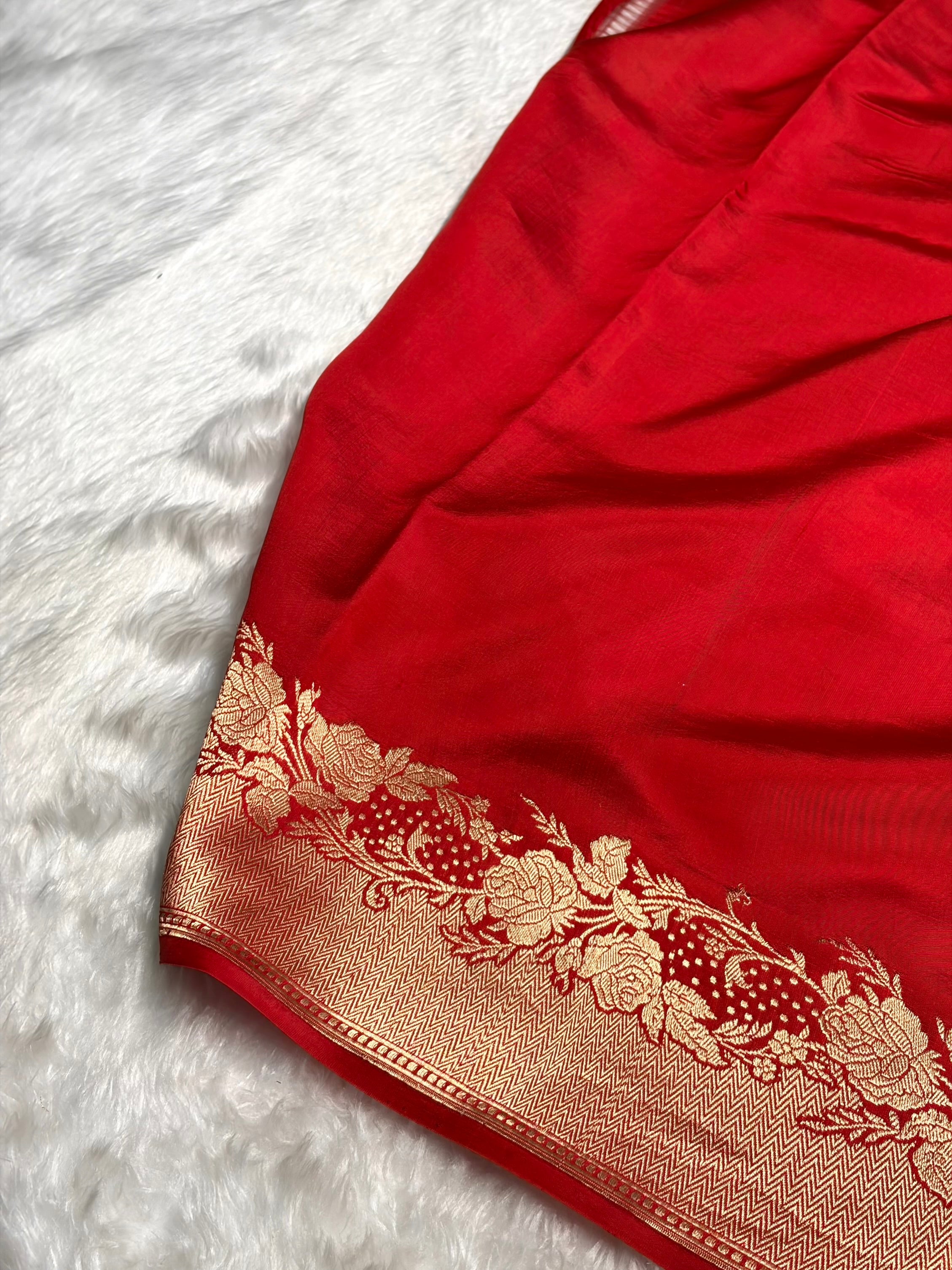 Red Shades Handwoven Pure Raw Mango Silk RM-55