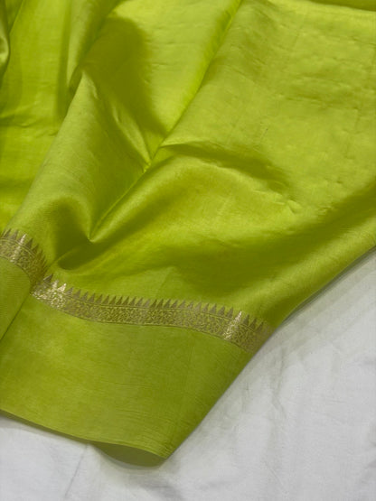 Lemon Flower Booti Pure Caramel Silk Saree