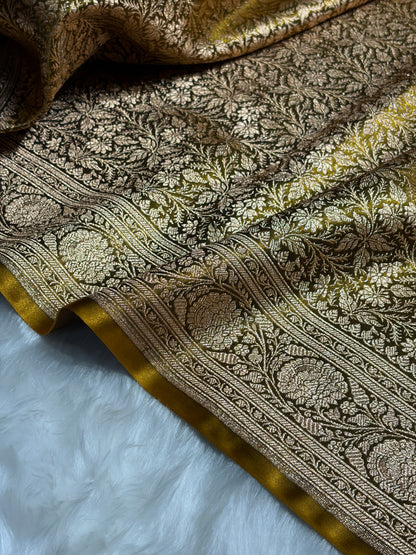 Mehendi Shades Brocket Satin Silk Saree Banarasi Saree Shades SS30