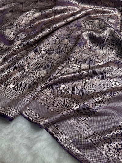 Purple Shades Brocade Mashru Silk Saree MCS85