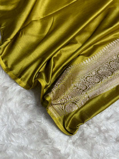 Mehendi Minakari Banarasi Cross Mashru Silk Saree MS01