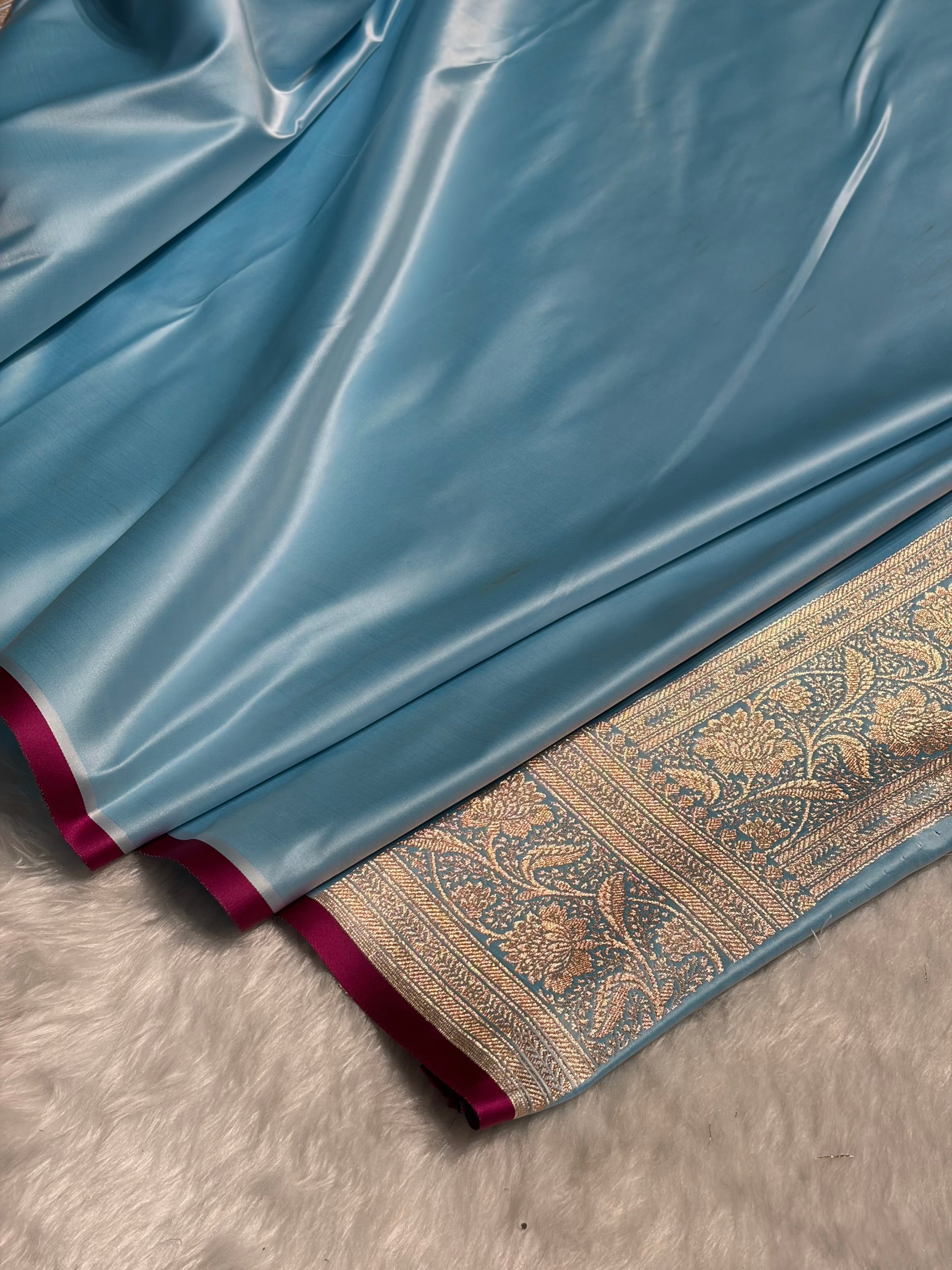 Katan Silk Saree In Sky Blue Shades SK08