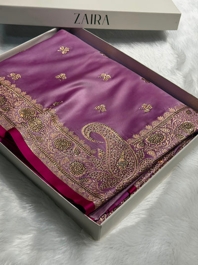 Banarasi Lavender Booti With Swarovski Work Katan Silk Saree BSK09