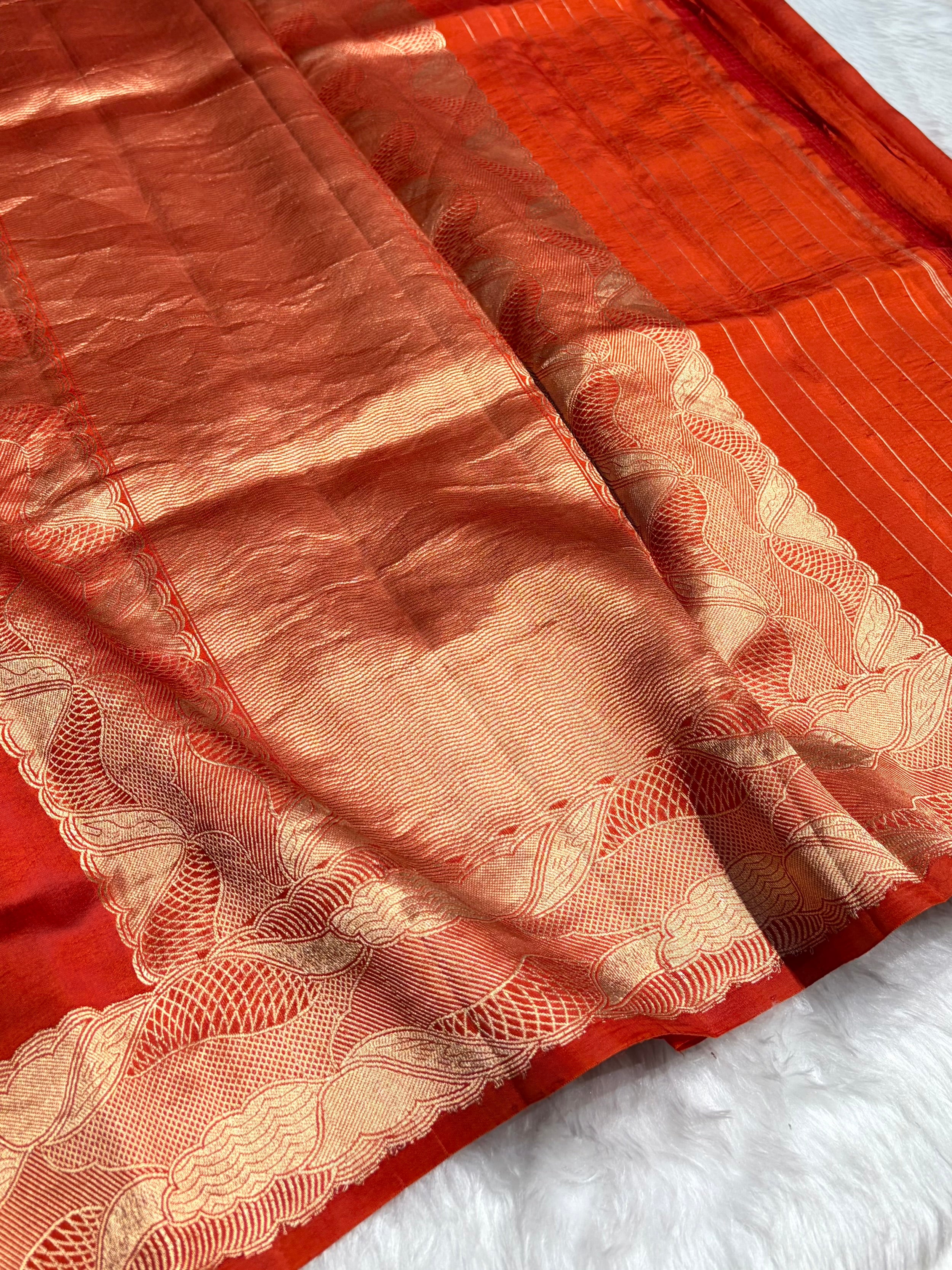 Rusty Orange Shades Handwoven Pure Raw Mango Silk RM-62