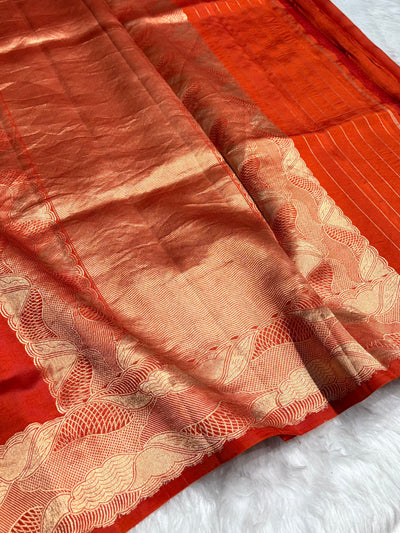 Rusty Orange Shades Handwoven Pure Paper Silk RM-62