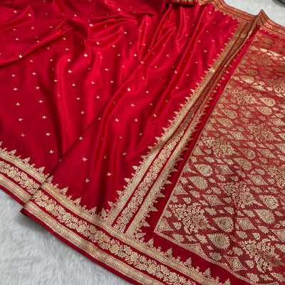Premium Red Banarasi Booti Katan Silk Saree