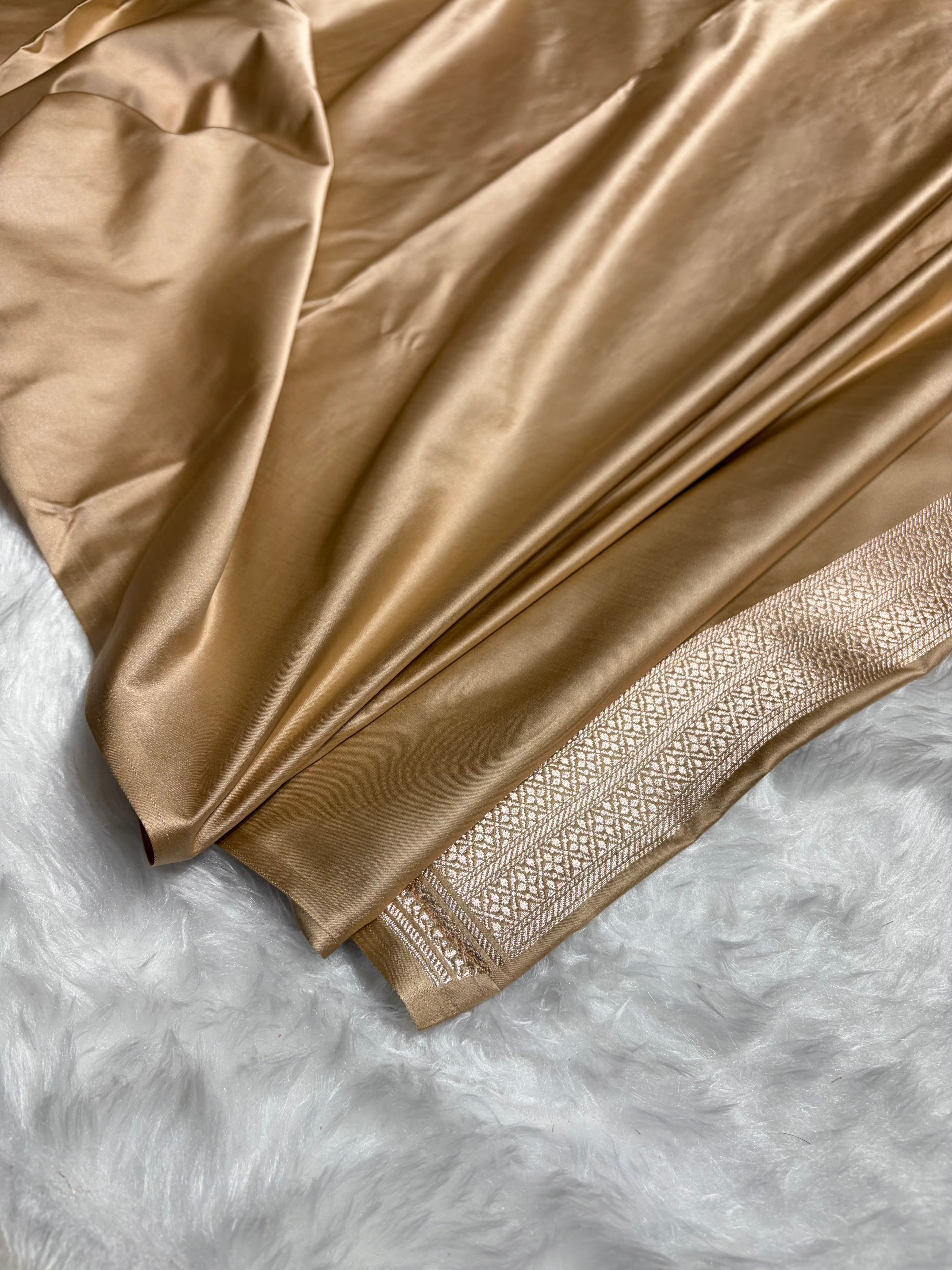 Tusser Scallop Booti Mashru Silk Banarasi Saree MSM-35