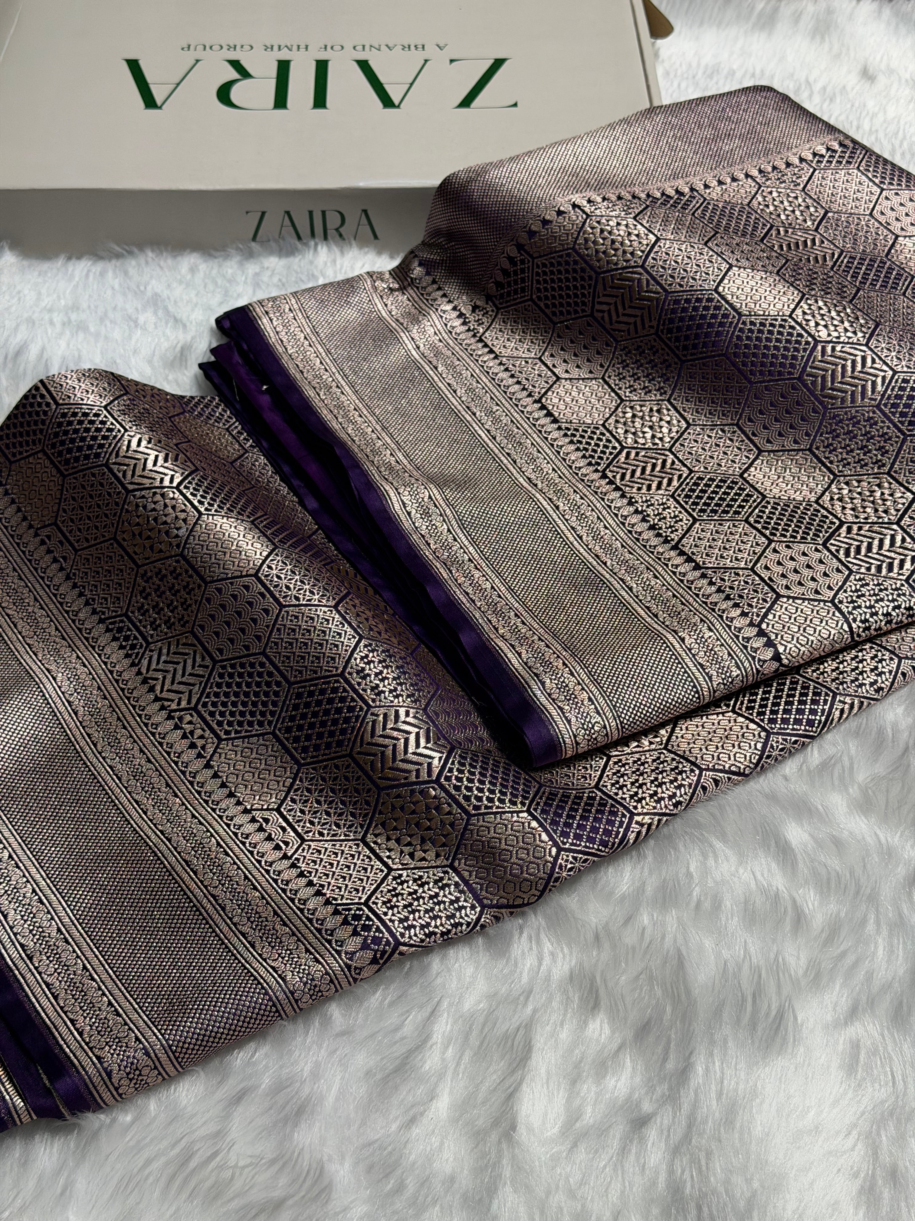 Purple Shades Brocade Mashru Silk Saree MS85