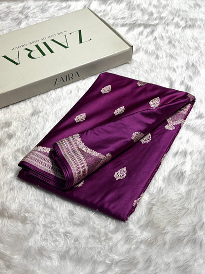 Purple Shades Scallop Mashru Silk Saree MS20