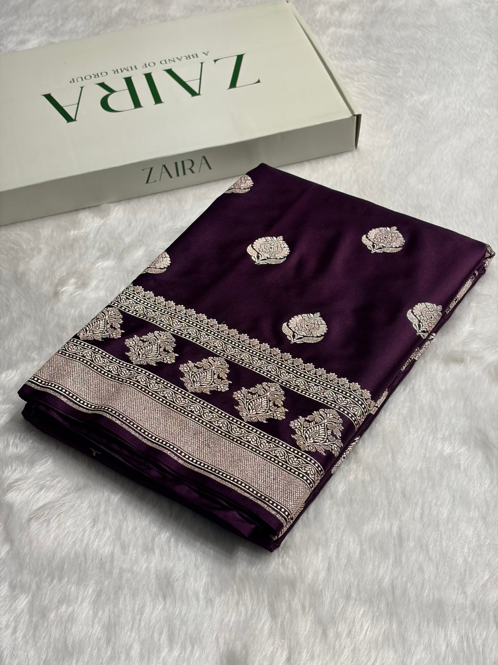 Wine Boota Motif Mashru Silk Saree MS43