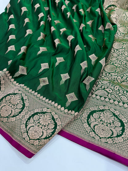 Beautiful Bottle Green Saree Mashru Silk Saree