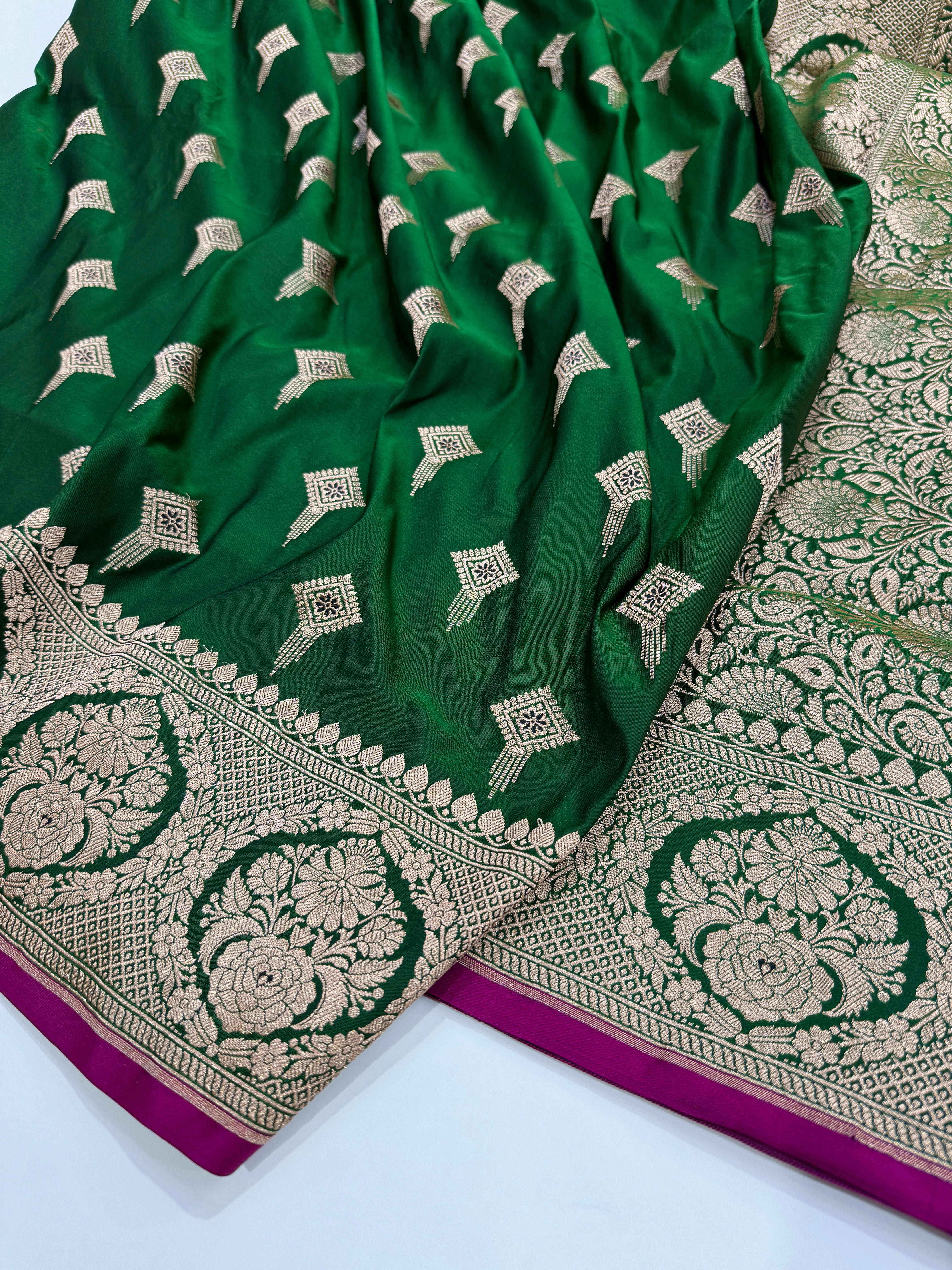 Beautiful Bottle Green Saree Mashru Silk Saree