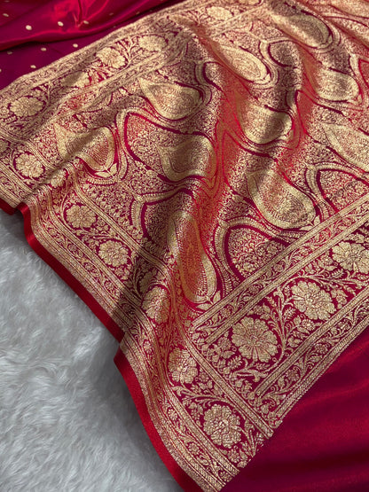 Satin Silk Dot Booti in Magentic Red Shades SS08