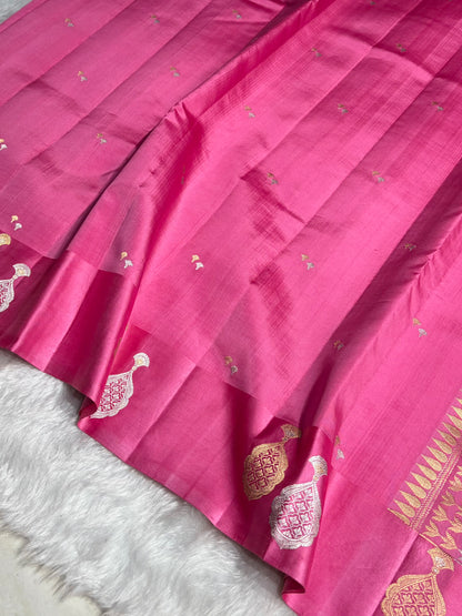 Baby Pink Shades Handwoven Pure Raw Mango Silk RM-60