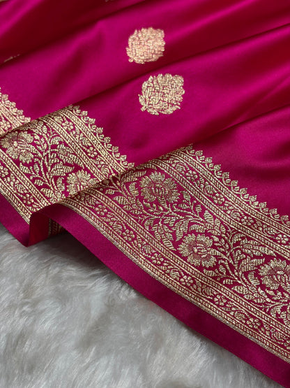 Rani Booti Pattern Satin Katan Silk Saree SK65