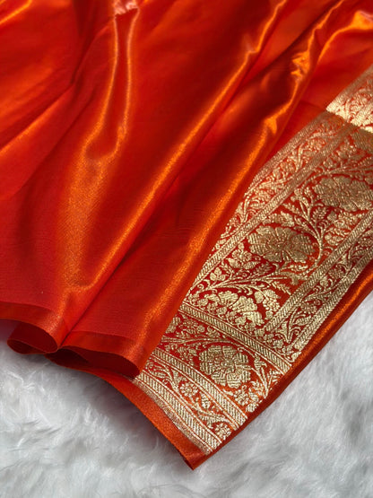 Satin Silk Dot Booti in Orange Shades With Gotta Patti SSGP08