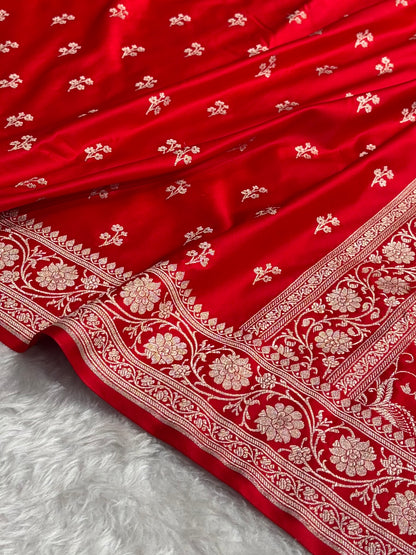 Red Shades Banarasi Boota Pattern Floral Mashru Silk Saree MSM-106
