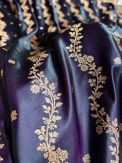 Banarasi Satin Katan Saree With Boota in Dark Wine Shades SK108