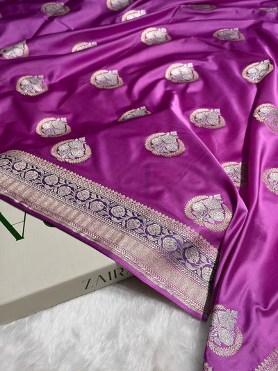 Lavender Shades Minakari Boota Mashru Silk Saree MCS35