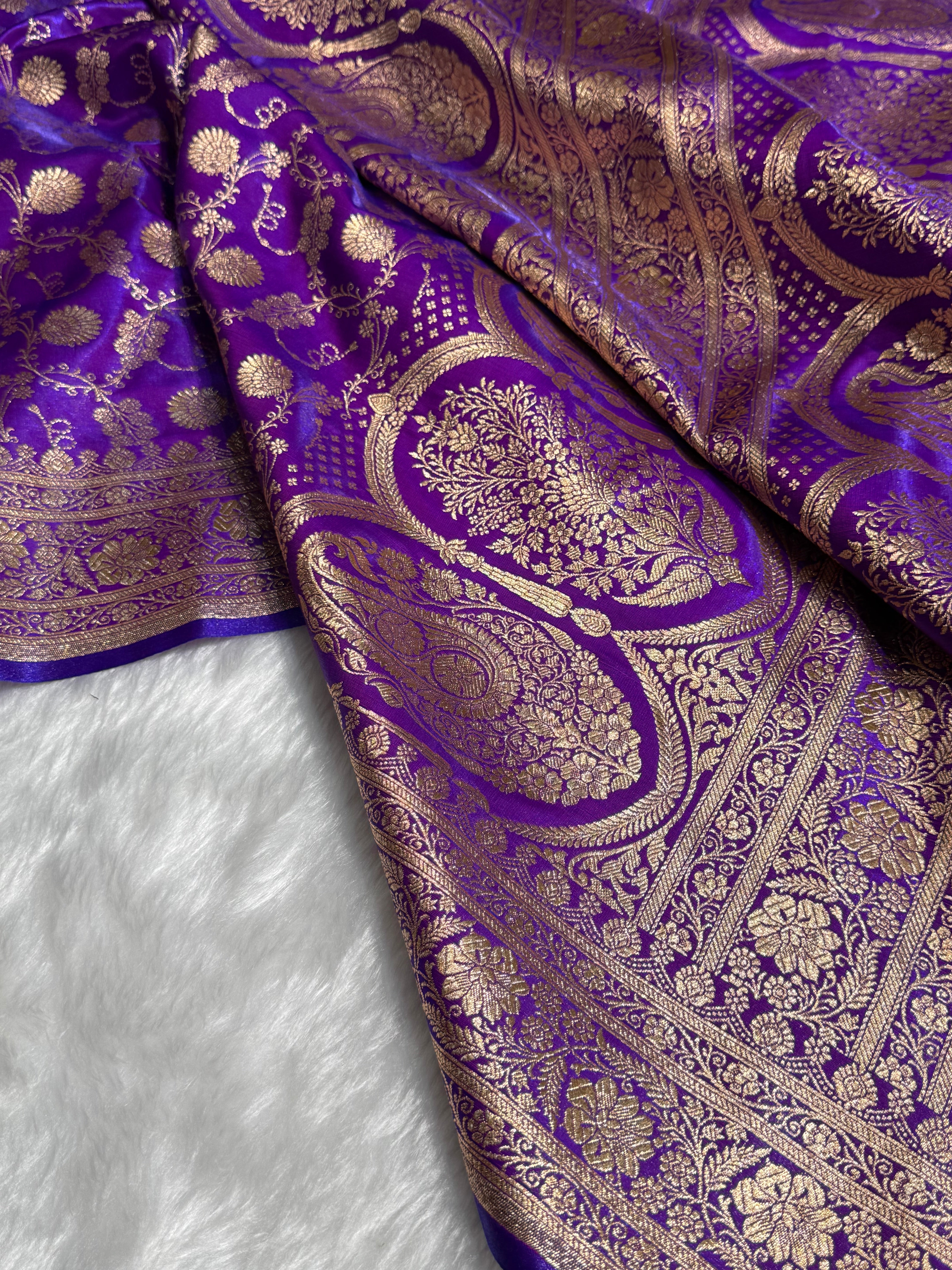 Light Wight Satin Silk Jaal in Purple magenta Shades