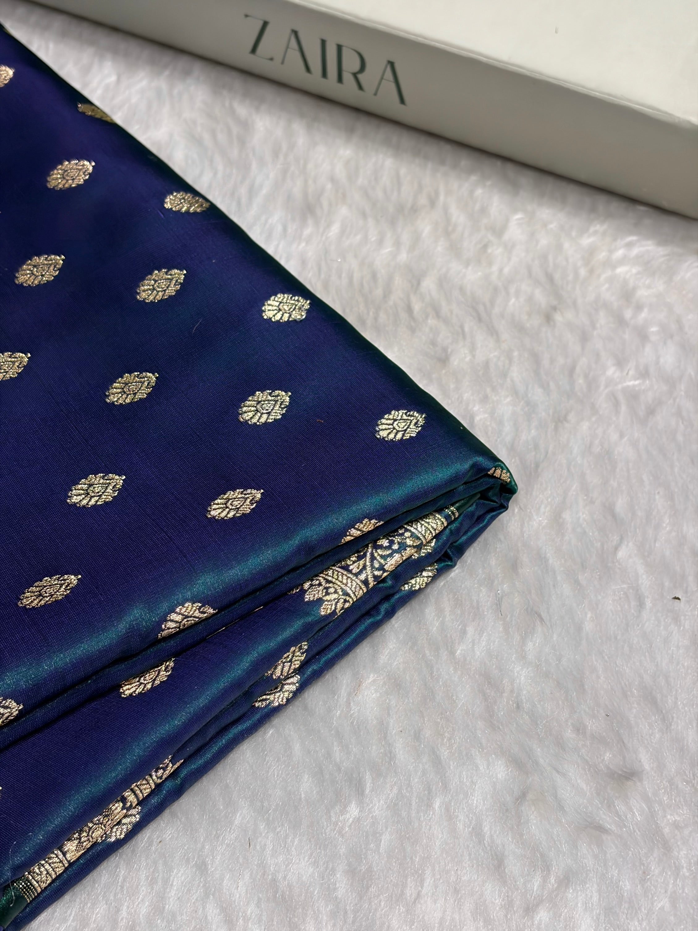 Peacock Shades Banarasi Satin Silk Saree SS36