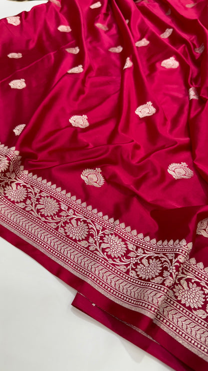 Reddish pink Shade Mashru Silk Boota