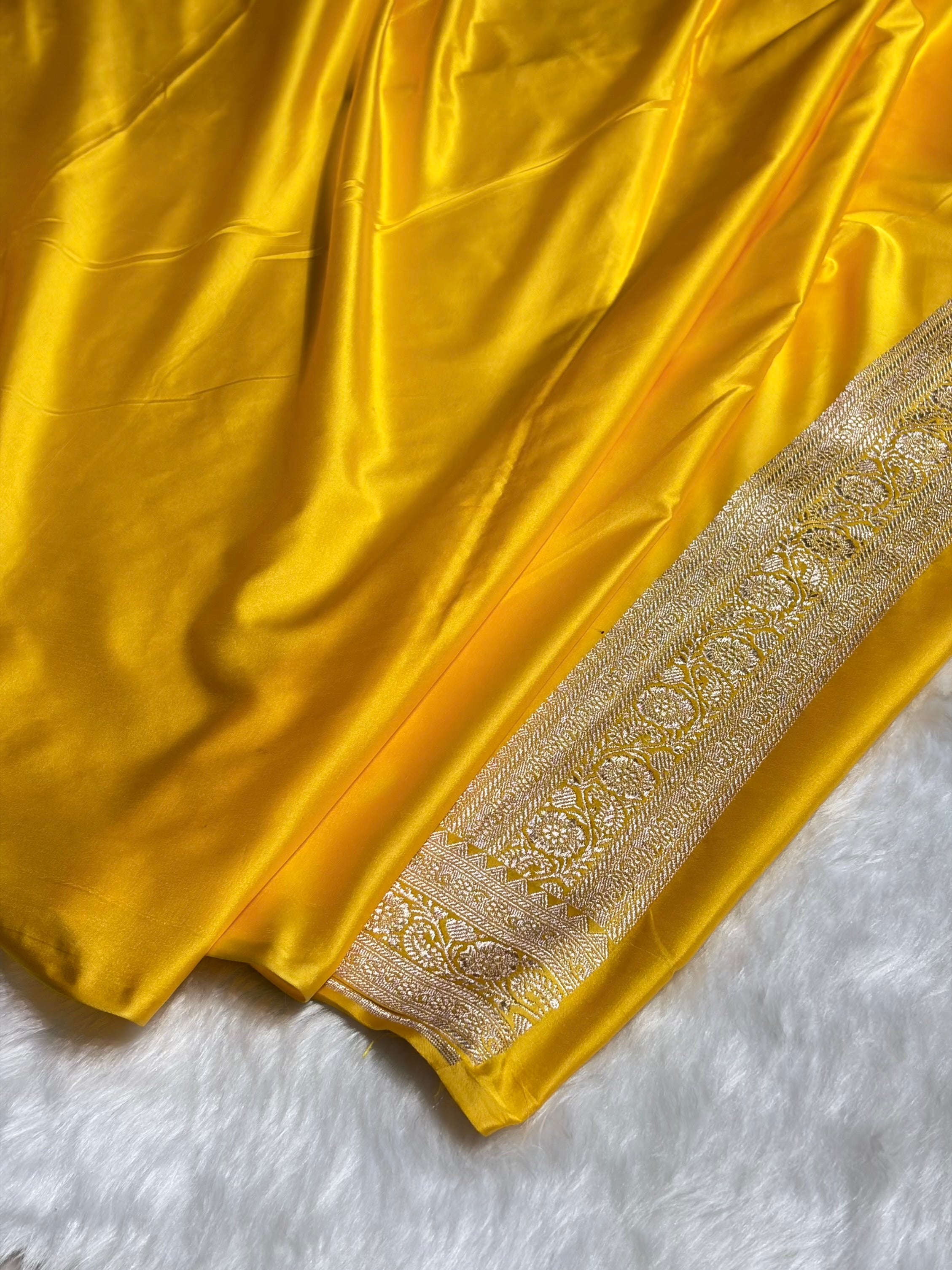 Yellow Shades Booti Mashru Silk Saree MS26