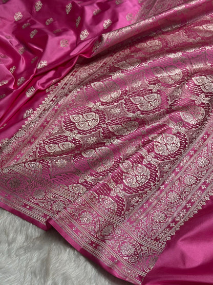 Pink Shades Floral Border Boota Mashru Silk Saree MS66