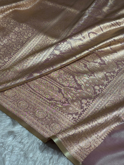 Grape Shades Brocket Satin Silk Saree Banarasi Saree Shades SS30