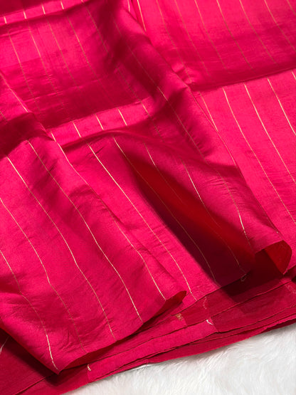 Pinkish Red Shades Rangkart Handwoven Pure Katan Raw Mango Silk RM-45