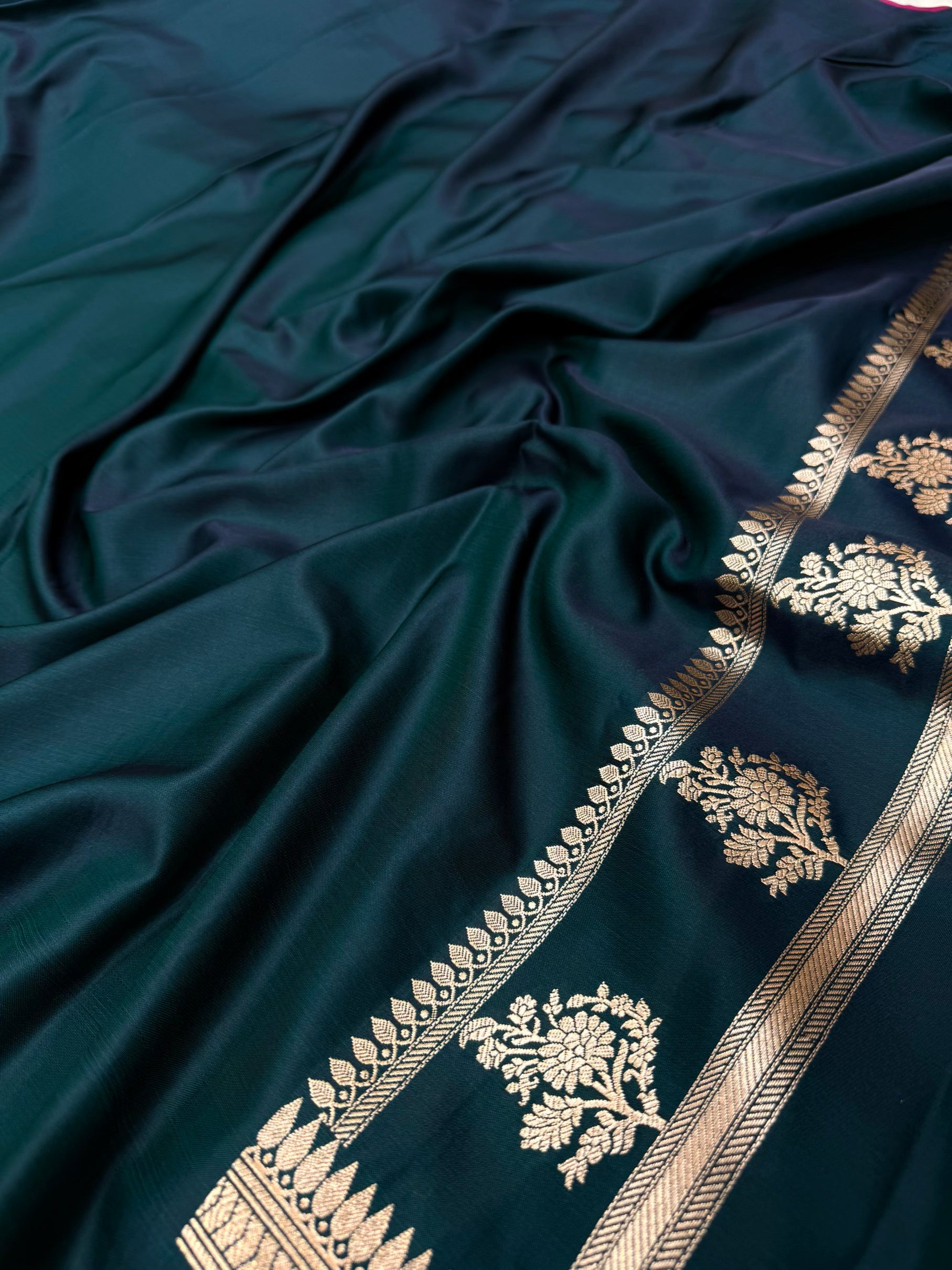 German Blue Booti Mashru Silk Saree MSM 15