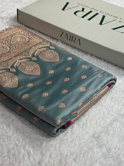 Banarasi Turquoise Shades booti Katan Silk saree SK10