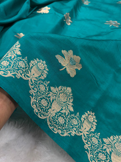 Banarasi Rama Shades Minakari Boota Handwoven Pure Paper Silk RM-79