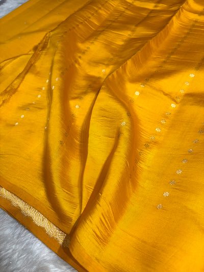 Mustard Gold Shades Handwoven Pure Paper Silk RM-62