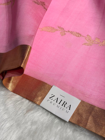 Baby Pink Shades Handwoven Pure Raw Mango Silk RM-39