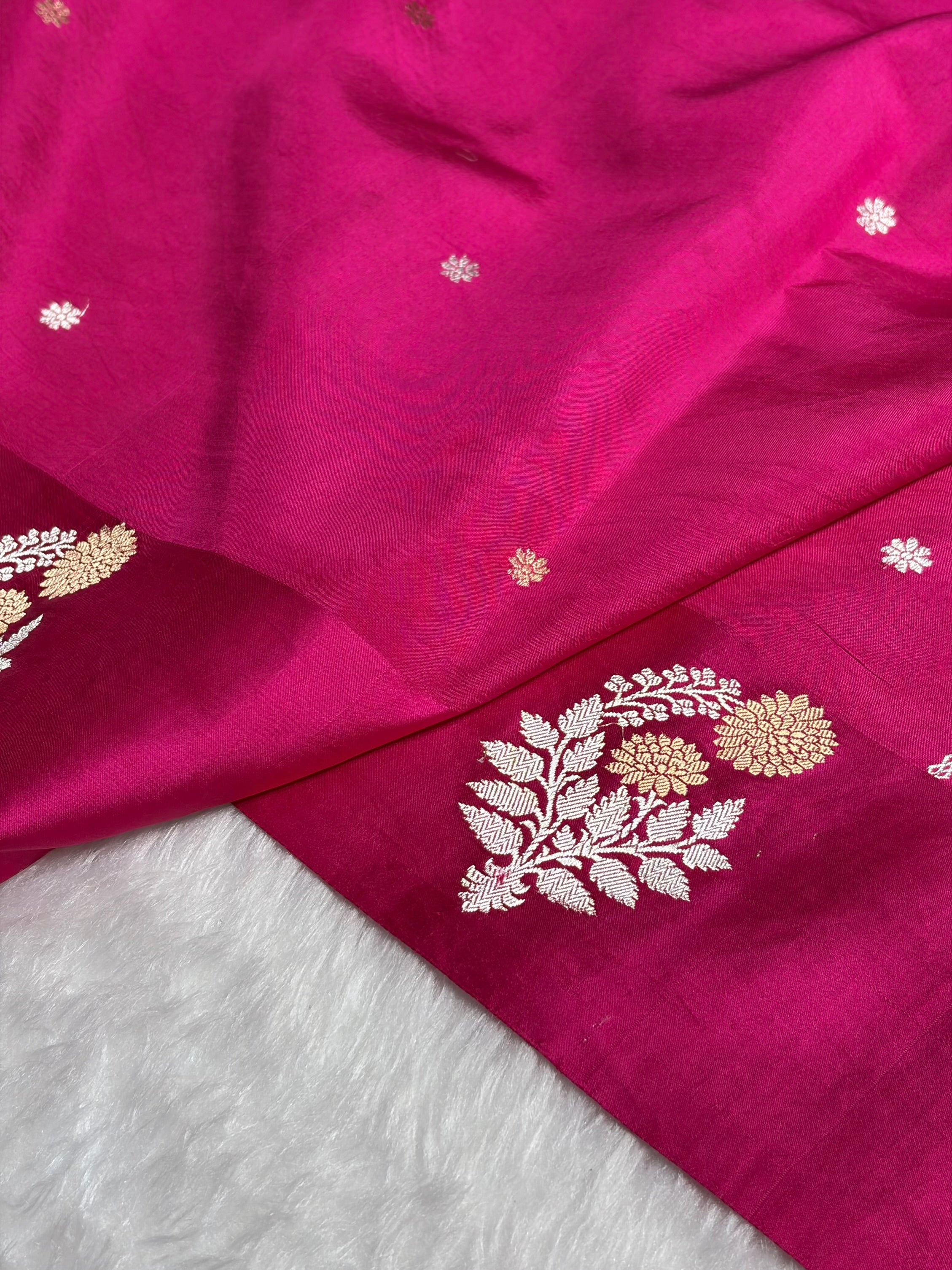 Rani Shade Handwoven Kaduwa Pure Katan Raw Mango Silk RM-05