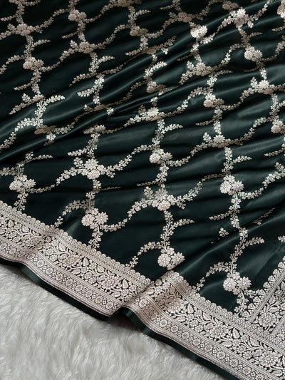 Black Shades Banarasi With Floral Border Mashru Silk Saree MSM-127