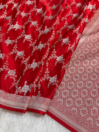 Bridal Red Minakari Jaal Mashru Silk Saree MCS08
