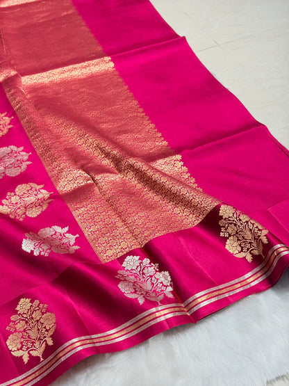 Rani Shades Meena Boota Handwoven Pure Katan Raw Mango Silk RM-01