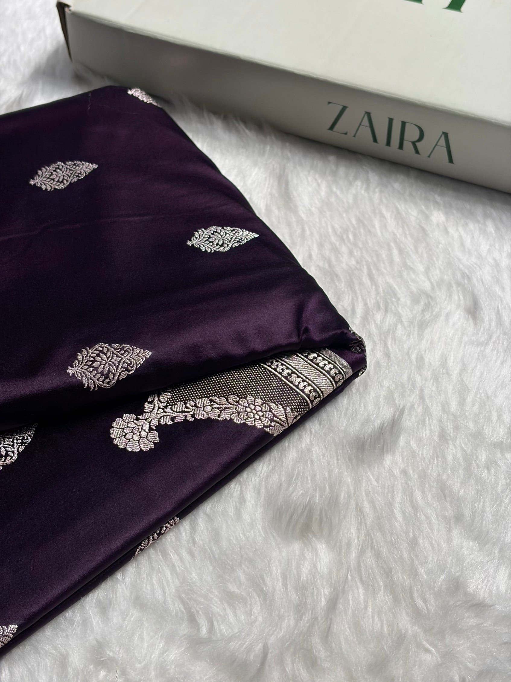 Dark Purple Shades Scallop Mashru Silk Saree MS20