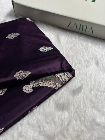 Dark Purple Shades Scallop Mashru Silk Saree MCS20