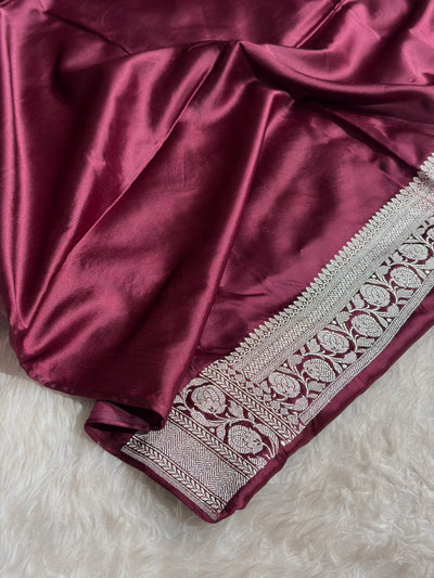 Contrast Red With Wine Minakari Boota Mashru Silk Saree MCS35